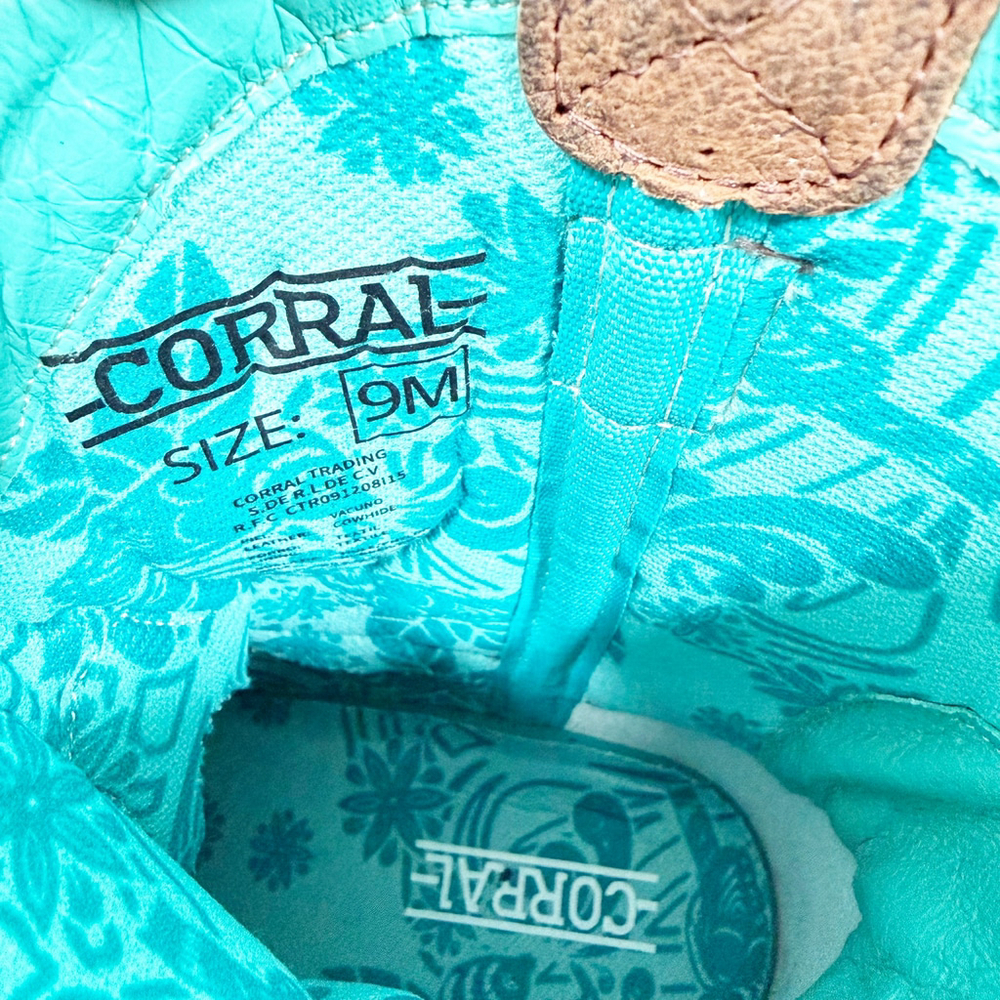 Corral Ladies Tan Hydro Resist Cactus Farm Ranch Dual Density Sole Boot Size 9 M - Picture 4 of 10